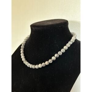 Handmade Gray Picasso Jasper Necklace, Adjustable, With a Silver Extender